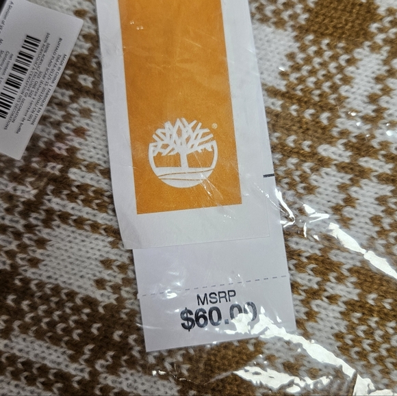 NWT Timberland women's gold and cream plaid scarf - Picture 4 of 5